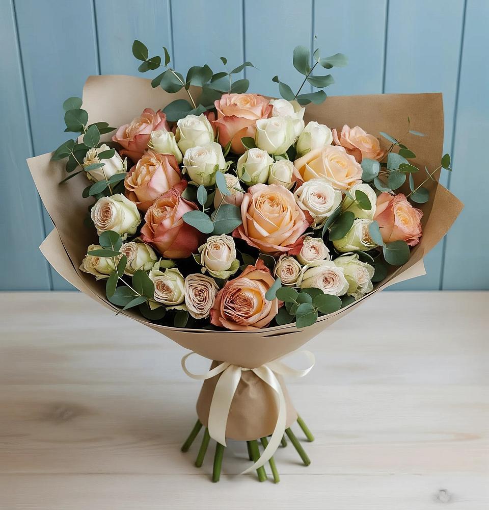 Букет цветов из: Альстромерии и Розы в Омутинское