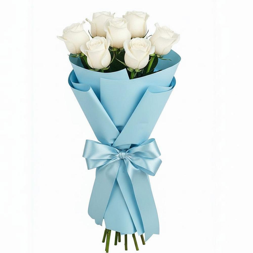 Букет 7 белых роз Проуд в Омутинское