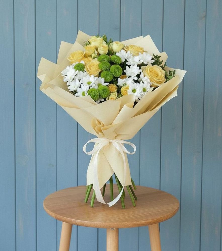 Букет цветов из: Хризантемы и Розы в Омутинское