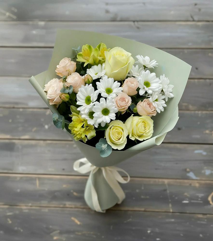Букет цветов из: Альстромерии, Розы и Хризантемы в Омутинское