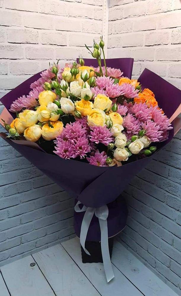 Букет цветов из: Хризантемы и Розы в Омутинское