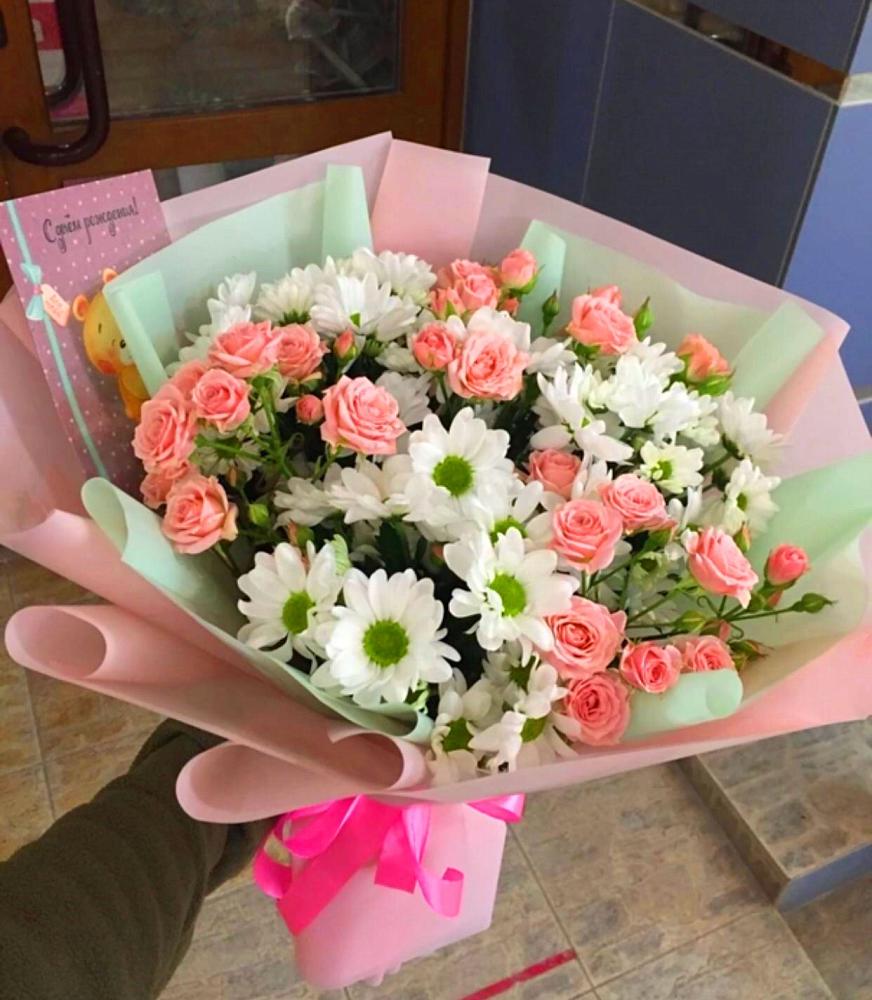 Букет цветов из: Розы и Хризантемы в Омутинское