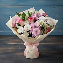 Букет цветов из:  Хризантемы, Альстромерии и Розы #REPLACE_PRED# Омутинское