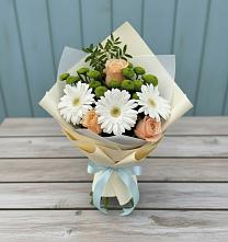 Букет цветов из:  Герберы, Розы и Хризантемы в Омутинское