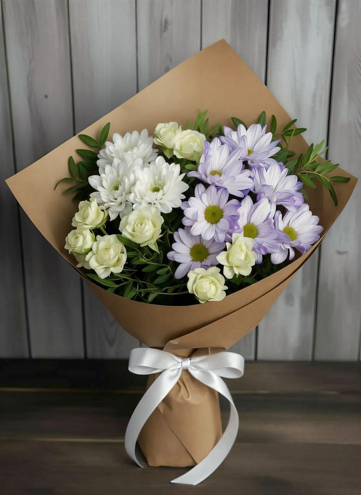 Букет цветов из: Хризантемы и Розы в Омутинское